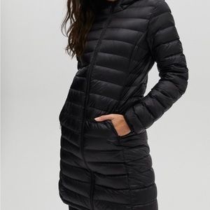 TNA Bravura Packable Long Down Jacket - Black, Size Medium